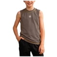 thumbnail image 1 of Faraee Débardeurs pour Garçons Athlétiques Sans Manches à Col Rond T-Shirts Enfants Été T-Shirt Basique pour Entraînement Extérieur Décontracté Marche Course 3T 4T 5T 6T 3-14 Ans Gris Foncé, 1 of 6