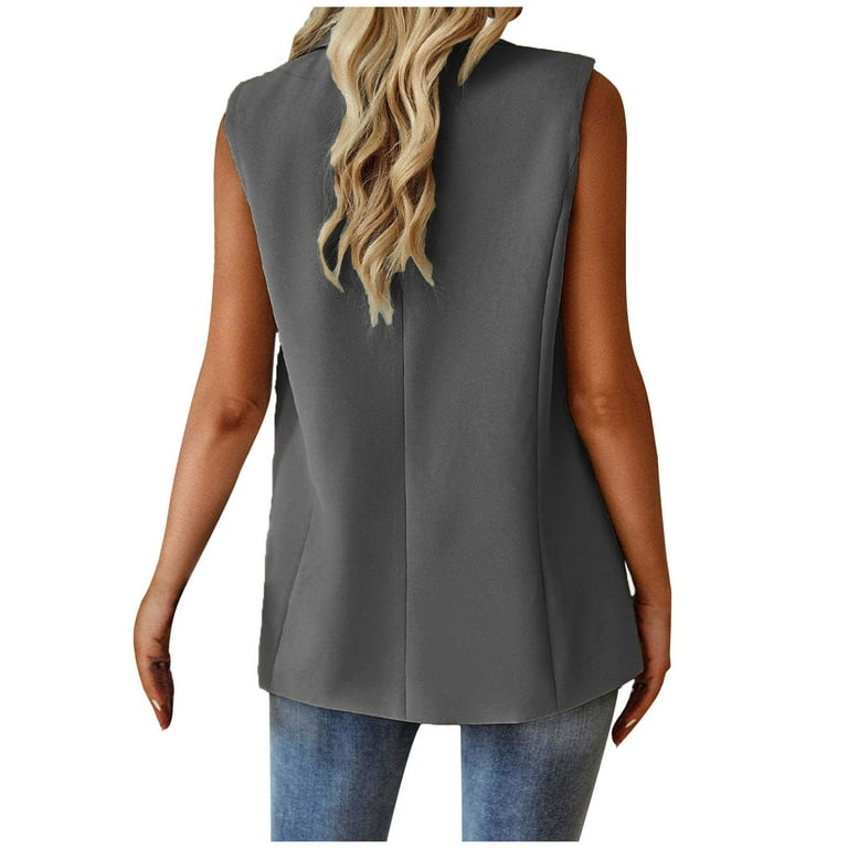 APEXFWDT Women's Sleeveless Blazer Jacket Casual Lapel Work Office