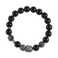 thumbnail image 1 of Pulsera de obsidiana para hombre con cuarzo rutilado negro, 1 of 2