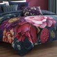 thumbnail image 3 of Bebejan Vibrant Flora 5 Piece Comforter Set, Blue, King, 100% Cotton Sateen, Reversible, All Season, Cozy Comfort, 3 of 11