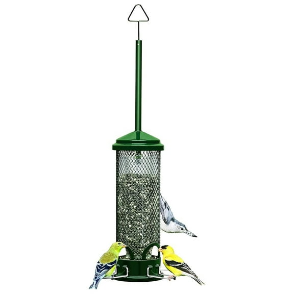 Squirrel Proof Bird Feeder - Mini Wild Bird Feeder with 4 Perches, 1lb Capacity, Chew-Proof, Garden Green
