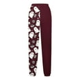 thumbnail image 4 of Girl's Halloween Print Wide Leg Sweatpants Baggy Straight Loose Sweat Pants High Waist Causal Kids Athletic Pants with Pockets Wine 5-6 Years, 4 of 5