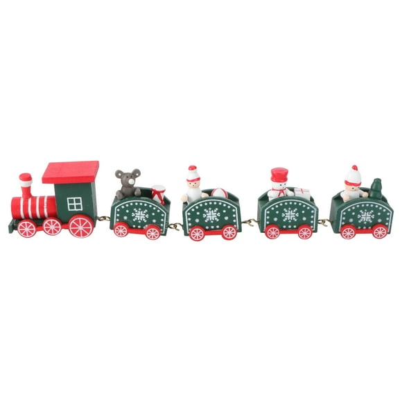 CIMAXIC christmas Wooden Snowman Christmas Train Decoration Small Train Xmas Gift for Kids (Green),9.96"X2.09"X1.1"