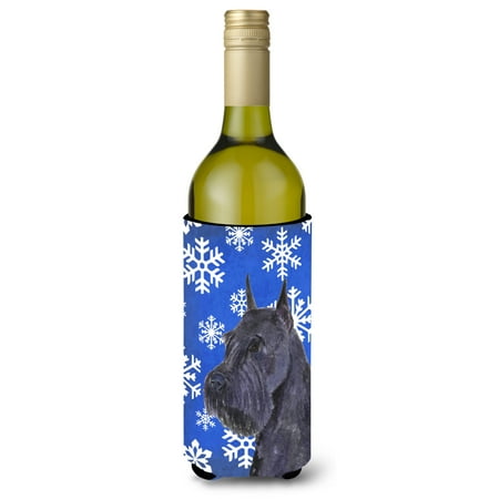

Caroline s Treasures SS4661LITERK Schnauzer Winter Snowflakes Holiday Wine Bottle Hugger Wine Bottle multicolor