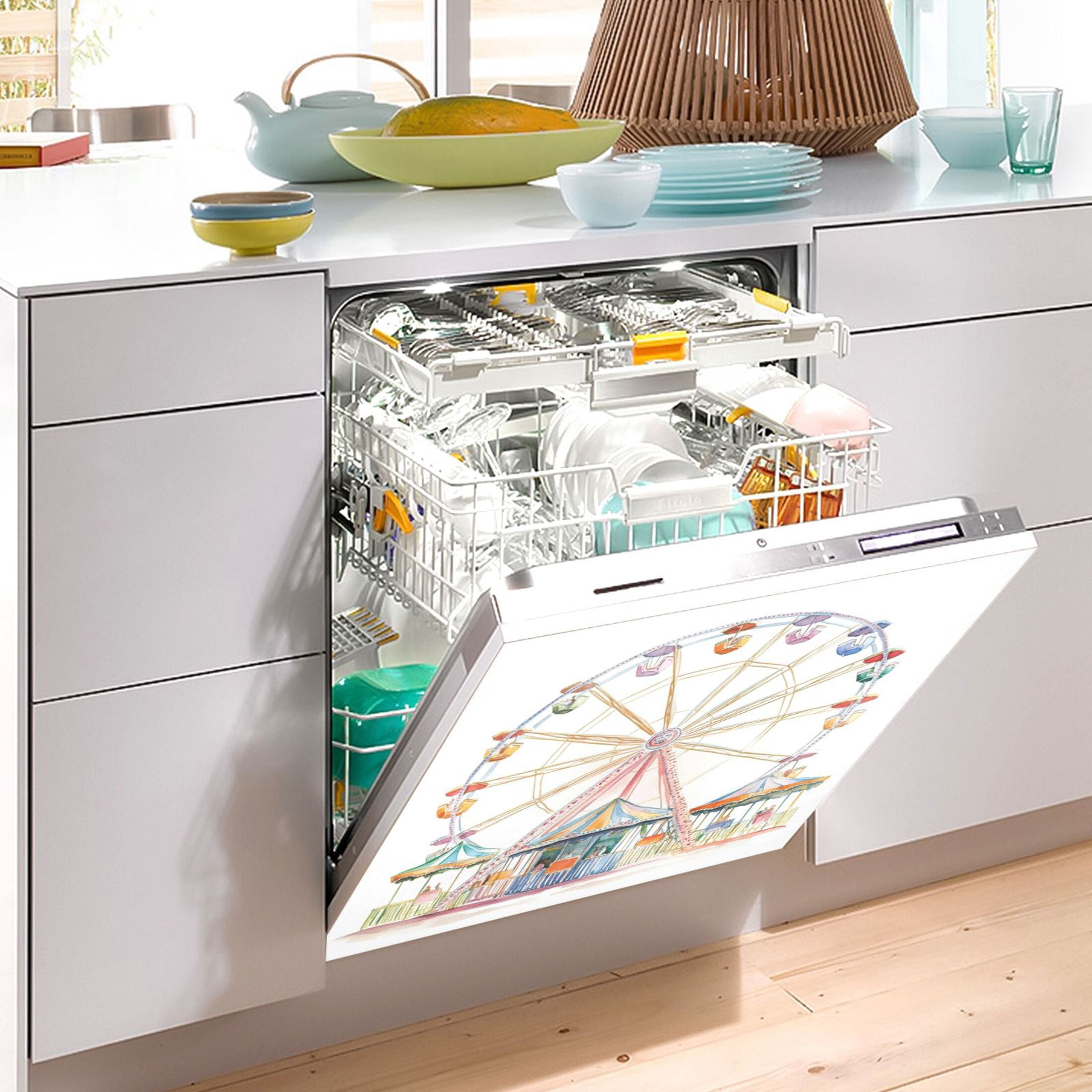 Dishwasher Magnetic Sticker 23x26 Inch Refrigerator Magnetic Sticker Washing Machine Magnetic Sticker Kitchen Panel Magnetic Sticker Home Decor Beautiful Ferris Wheel