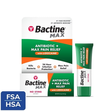 Bactine MAX Antibiotic + Pain Relieving Ointment - Antibiotic Ointment with Lidocaine - Pain & Itch Relief for Minor Cuts & Scrapes & Burns - 0.5oz