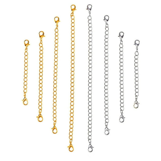 FRCOLOR Rallonge de Collier 8 Pcs Or Argent Acier Inoxydable Rallonge de Bracelet Chaîne Ensemble,5.91"X0.16"X0.08 Pouces