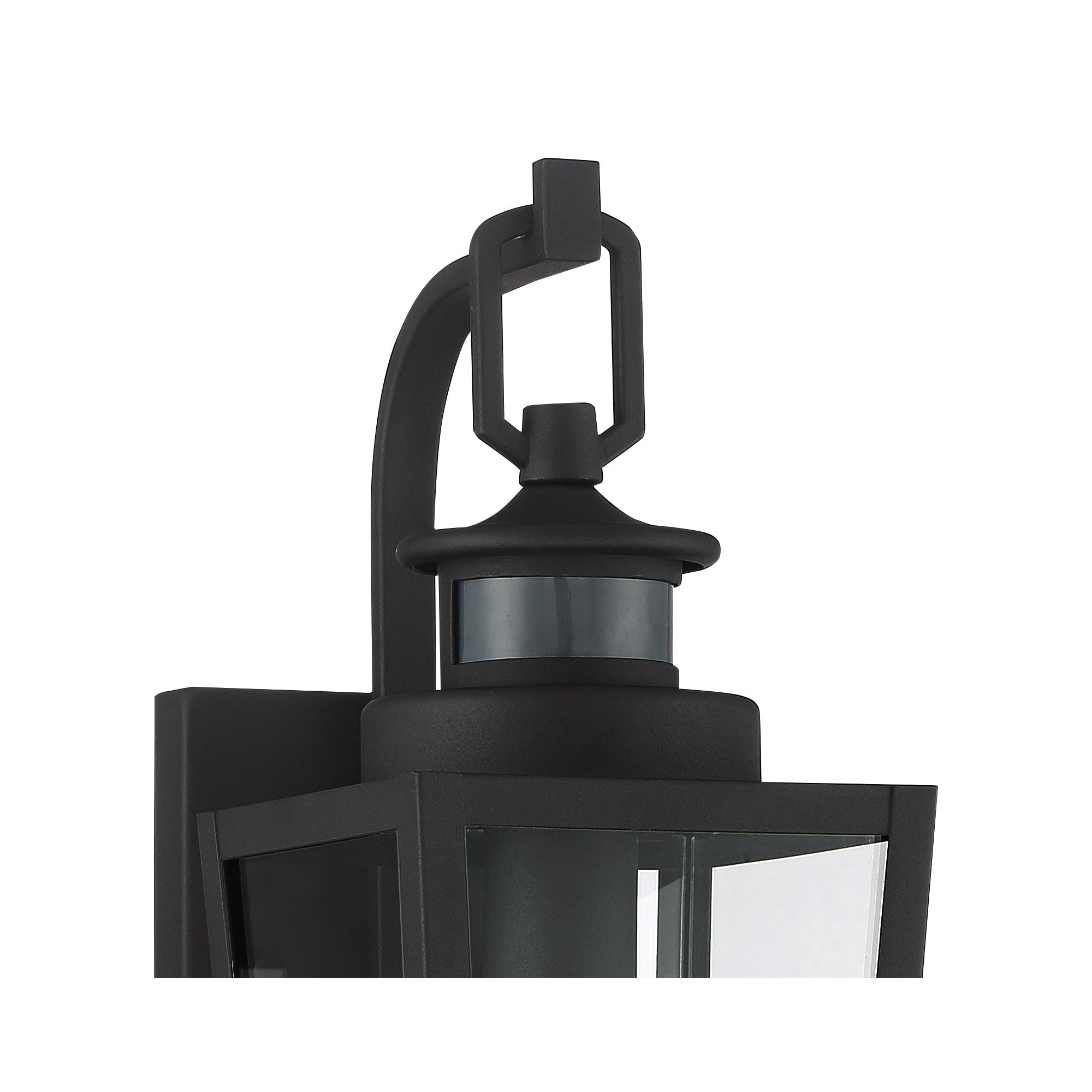 Possini Euro Design Ackerly Modern Outdoor Wall Light Fixture Textured Black Dusk to Dawn Motion Sensor 14" Clear Glass for Post Exterior Barn Deck