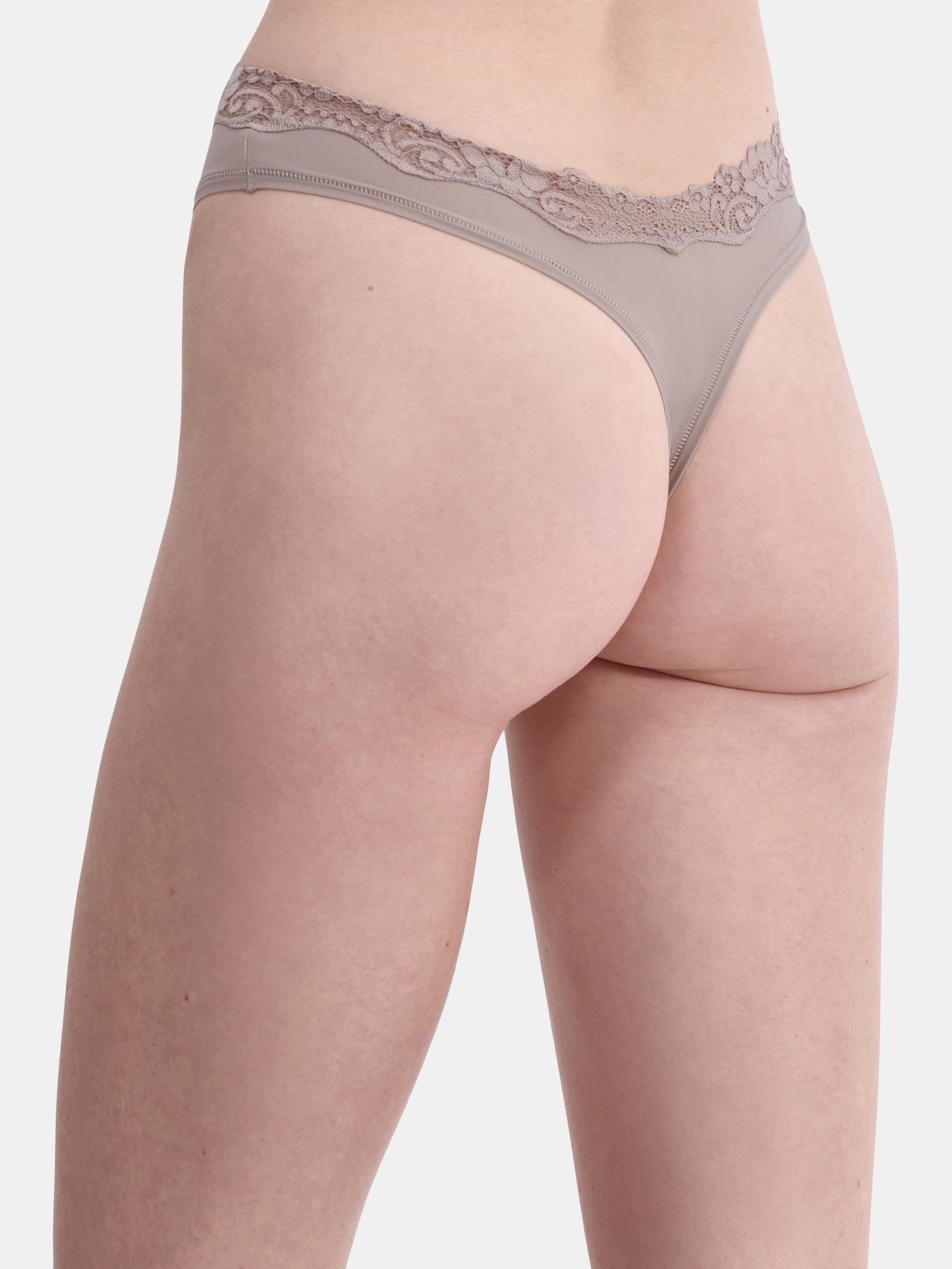 No Boundaries Women's Body Base Low Rise Thong with Lace Panty, Sizes XS to XXXL
