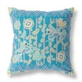 thumbnail image 2 of Pond Peacock Indoor/Outdoor Pillow in Blue Gold Green 26x26, 2 of 9