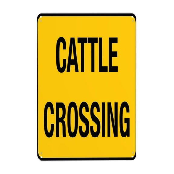 Cattle Crossing Tin Sign Warning Metal Sign Vintage Sign Wall Decor for Home Farm Bar Coffee Shop Club Decoration 8x12 Inch