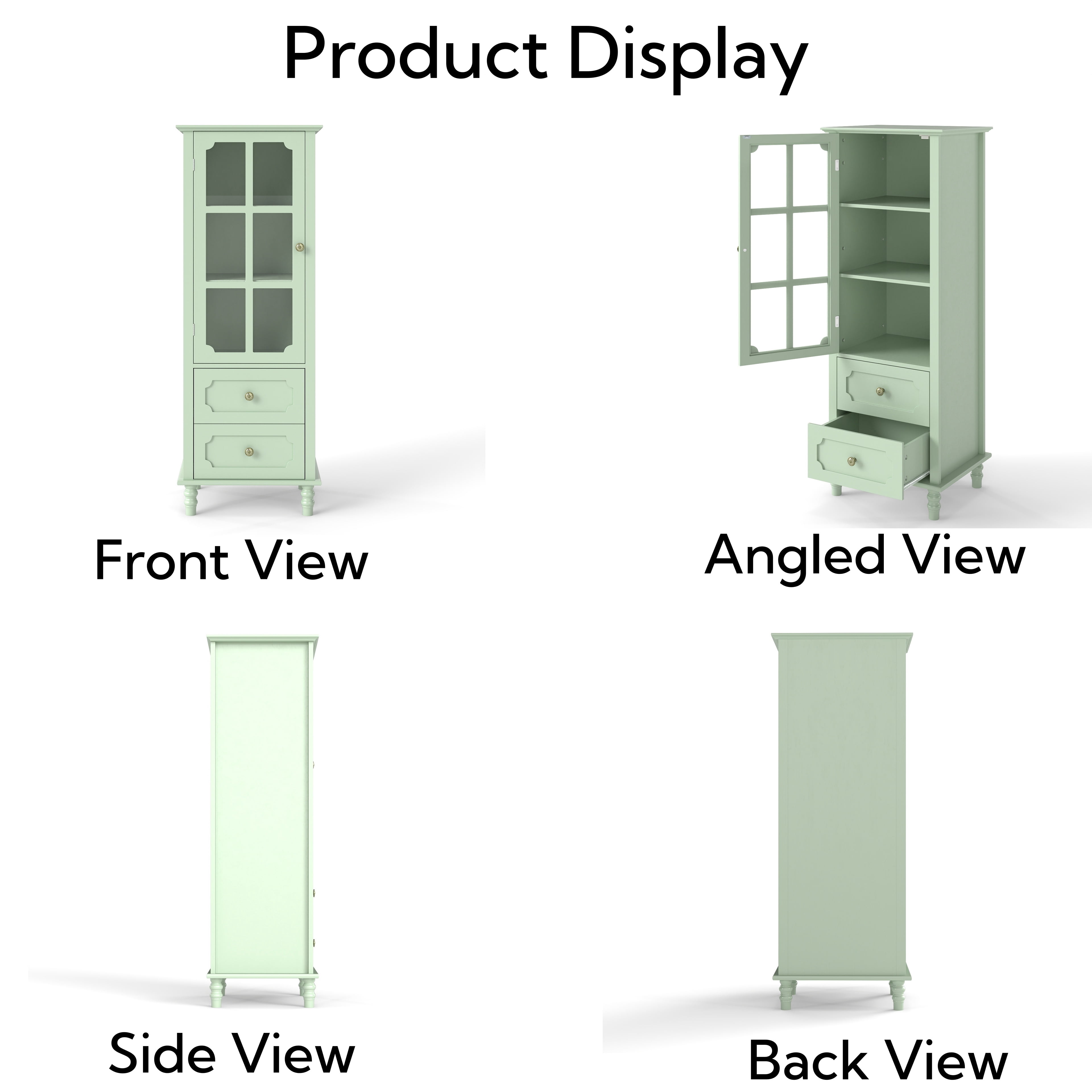 Aukfa Tall Buffet Pantry Cabinet,2 Drawers Wood Sideboard Cupboard for Dining Room Hallway Entryway,Green