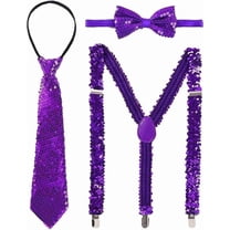 Sequin Bow Tie & Suspenders & Tie Set, Sequin Bow Tie Suspenders Set Suspender Bow Tie Set Clip On Y Shape Adjustable Braces