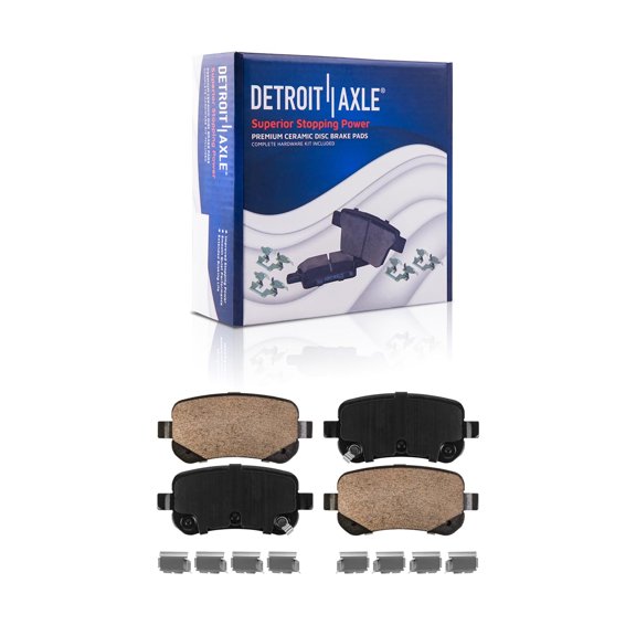 Detroit Axle - Rear Brake Pads for 2008-2012 Chrysler Town & Country Dodge Grand Caravan 2009-2012 Journey Volkswagen Routan, Ceramic Brake Pads Replacement