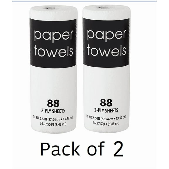 Black and White, 2-Ply Paper Towels, 88 Sheets,pack of 2.