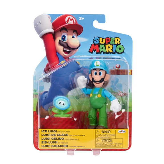 World of Nintendo Super Mario Ice Luigi 4 inch Articulated Action Figure With Ice Flower Accessory