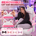 thumbnail image 3 of Seenda Pink Gaming Chair with Cat Ears, Ergonomic Gaming Computer Desk Chair with Cat Paw Lumbar Support, Cute PU Leather Game Chair for Girls Adults, 3 of 11