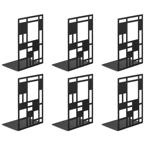Benefischl 3 Pairs of Geometric Metal Bookends Bookshelves Folder Racks