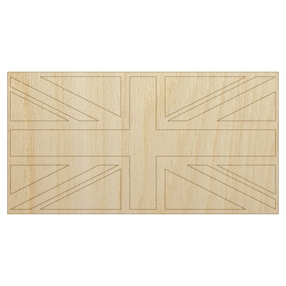 United Kingdom Flag Union Jack Wood Shape Unfinished Piece Cutout Craft DIY Projects - 4.70 Inch Size - 1/8 Inch Thick