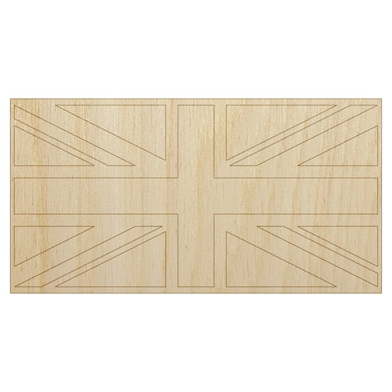 United Kingdom Flag Union Jack Wood Shape Unfinished Piece Cutout Craft DIY Projects - 4.70 Inch Size - 1/8 Inch Thick
