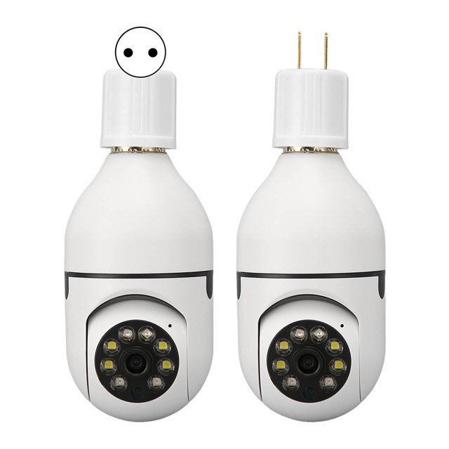 Mini cámara de bombilla, cámaras de vigilancia de bombilla inteligente inalámbrica con alarma panorámica para el hogar