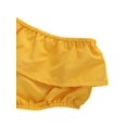 thumbnail image 5 of Toddler Baby Girls Summer Outfits, One Shoulder Ruffle Crop Tops + Sunflower Skirt 2Piece Clothes Set, 5 of 5