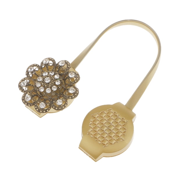 Sujetador magnético clásico para cortinas con forma de flor, ideal para la decoración del hogar. Bronce