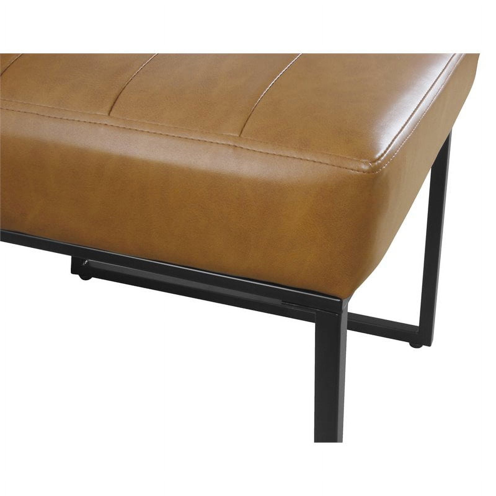 HomePop Channel Back Dining Chair with Metal Legs, Carmel Faux Leather