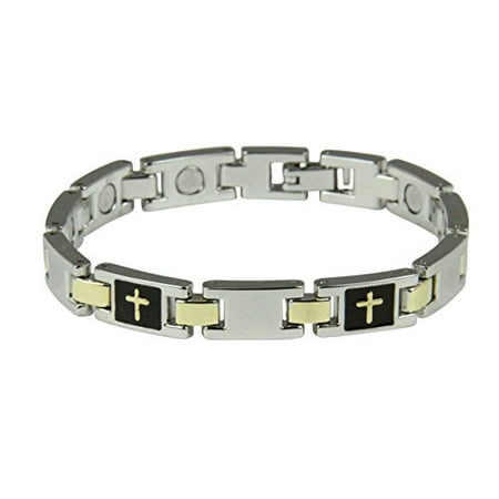 - Womens Magnetic Bracelet Christian Cross Health 2 Tone Removeable Links