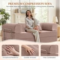 thumbnail image 4 of COOLHUT 78.7" W Combination Sofa, High Rebound Density Foam Sofa Couch, Two Forms Floor Couch Three Seats Sofa Bed for Living Room, Bedroom, Pink, 4 of 14