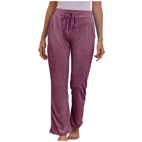 BLCHUNen Yoga Pants Women Drawstring Mid Elastic Waisted Stretchy Athletic Pants Casual Loose Trousers with Pockets