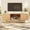 Natural Oak, variant on EROMMY Fluted TV Stand for TVs up to 80", Modern TV Console with Faux Marble Top, TV Entertainment Center with Storage, Tambour Sliding Doors, Curved Design