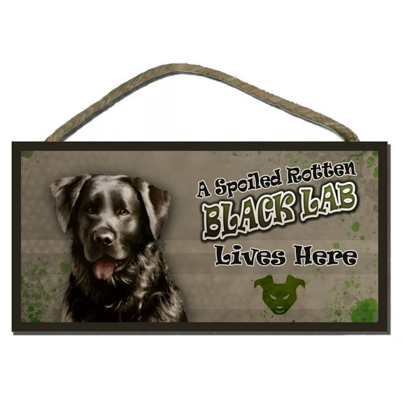 DGS Originals Wooden Sign, A Spoiled Rotten Black Lab (Labrador) Lives Here