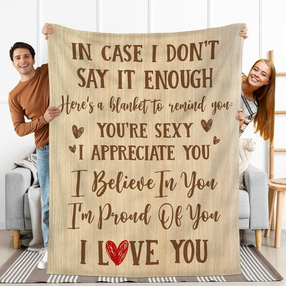 Anniversary Wedding Gifts for Him Her - I Love You More Soft Fleece Throw Blanket 60x80 in - Couple Gifts for Girlfriend Boyfriend, Wife Husband Birthday Gift Ideas, Love Blanket