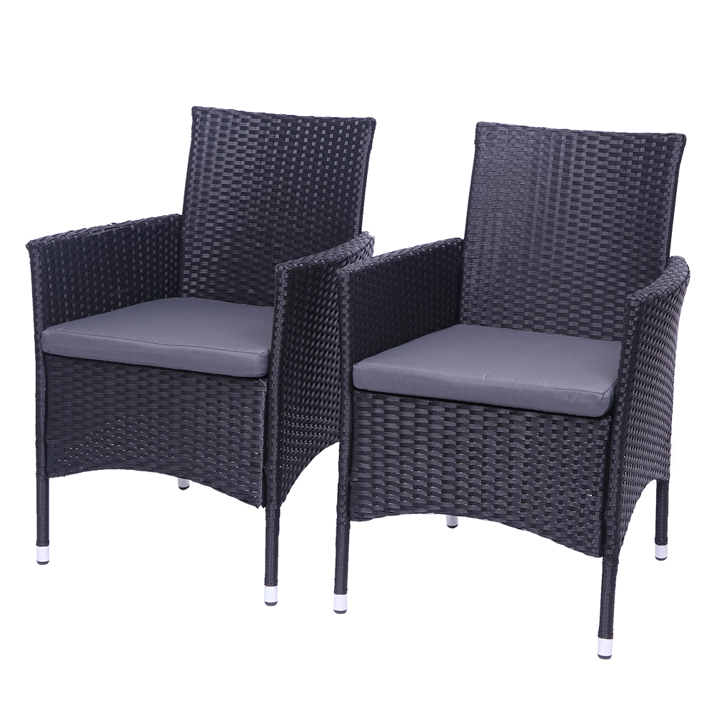 Patio Chairs Set of 2, BTMWAY All-Weather Wicker Patio Furniture Set, Heavy Duty Rattan Bistro Chairs Conversation Set, Front Porch Furniture Outdoor Chairs Set for Backyard Garden Balcony, Black - image 4 of 11