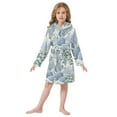 thumbnail image 6 of FORMRS Niños Bathrobe Unisex Hooded Robe Soft Plush Pajamas Sleepwear, Size 7-9T, Blue Hydrangeas Pattern, 6 of 7