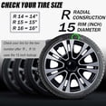 thumbnail image 3 of NEW 15" Set of 4 Snap On Full Hub Caps Wheel Covers fit R15 Tire & Steel Rim USA, 3 of 18