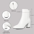 thumbnail image 2 of Women's High Chunky Heeled Boots, Zip Up Ankle Booties with Square Toe | Perfect for Casual Outings and indoors, 2 of 16