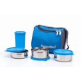 thumbnail image 1 of Best Stainless Steel Lunch Box With Bag - Blue | 3 Steel Containers, 2 X350ml+ 200ml & Glass Tumbler 370ml - Stainless Steel Leak Proof Containers | Full Meal Boxes, Airtight, Freezer Safe, 1 of 2