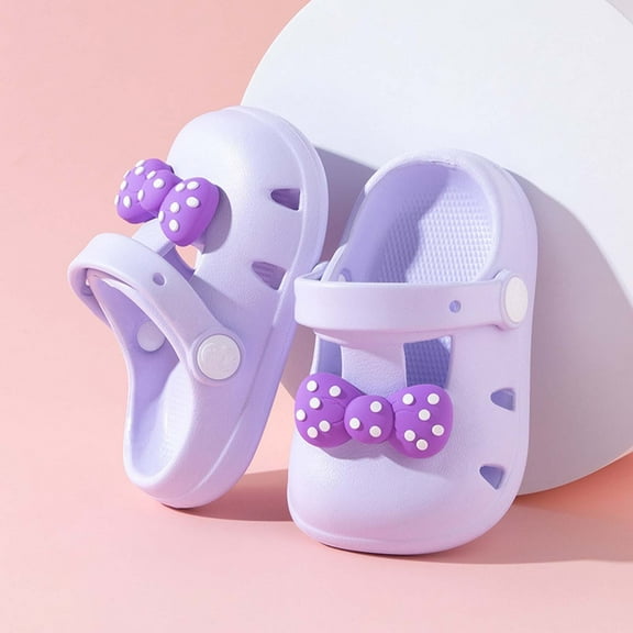 Girl Slippers Slippers For Toddlers 1 3 Years Breathable Summer Sandals Cute Cartoon Bow Design Lightweight Comfortable Shoes For Baby Girls Purple 130