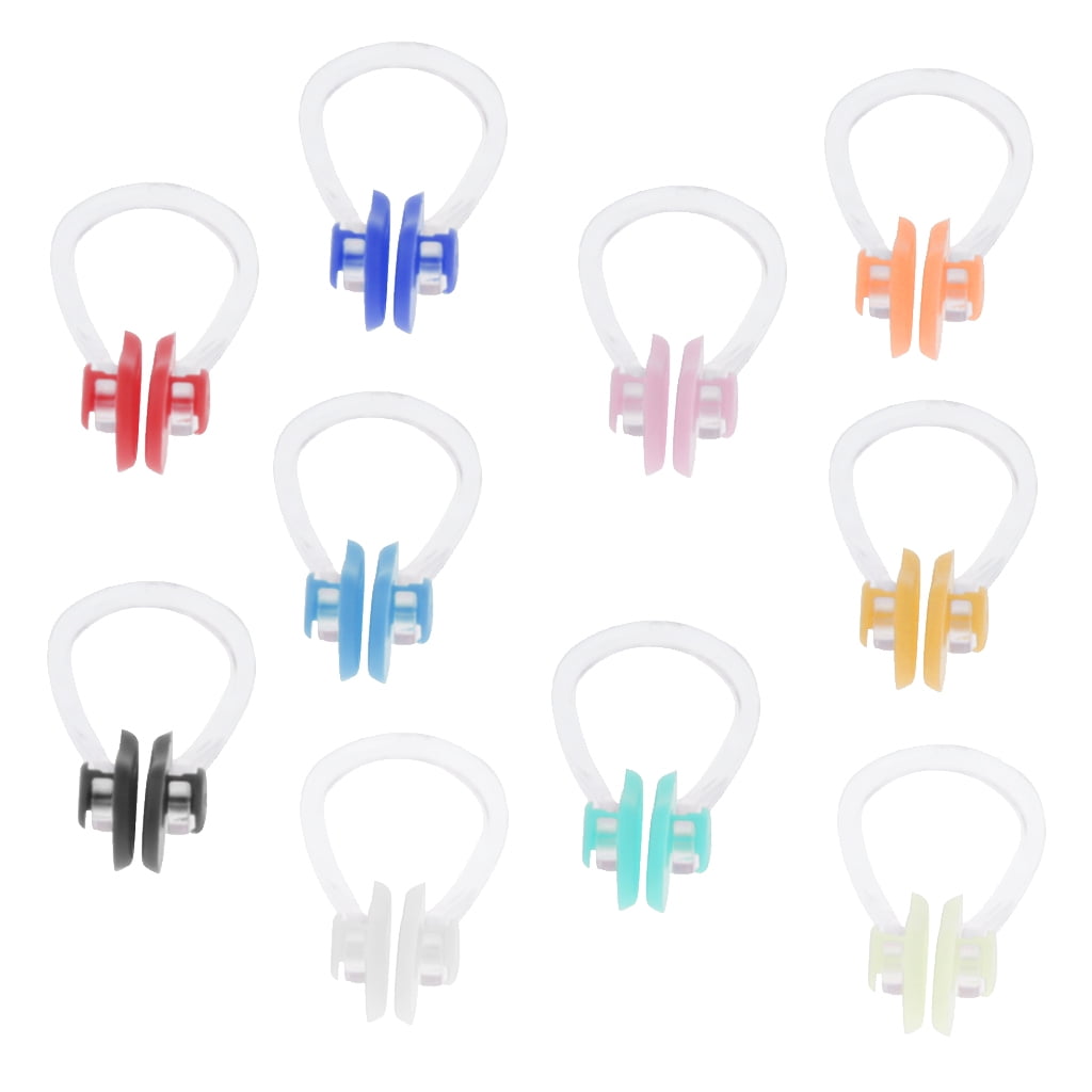 10 Count Swimming Nose Clip Plugs Swimmer Gear Equipment Assorted Color