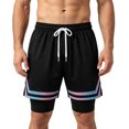 thumbnail image 3 of QIYAGBSA Basketball Shorts for Men 2 in 1 Mesh with Compression Liner Drawstring Elastic Waist Side Pockets Dolphin Hem Lightweight Gym Training Summer, 3 of 5