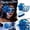 A002- Blue, variant on Red Semi-Transparent Lace Masquerade Eye Mask with Side Feather Flower, Lace Masquerade Mask, Mask for Masquerade Party, Womens Masquerade Mask, 7X3.5 in Glitter Gauze Halloween