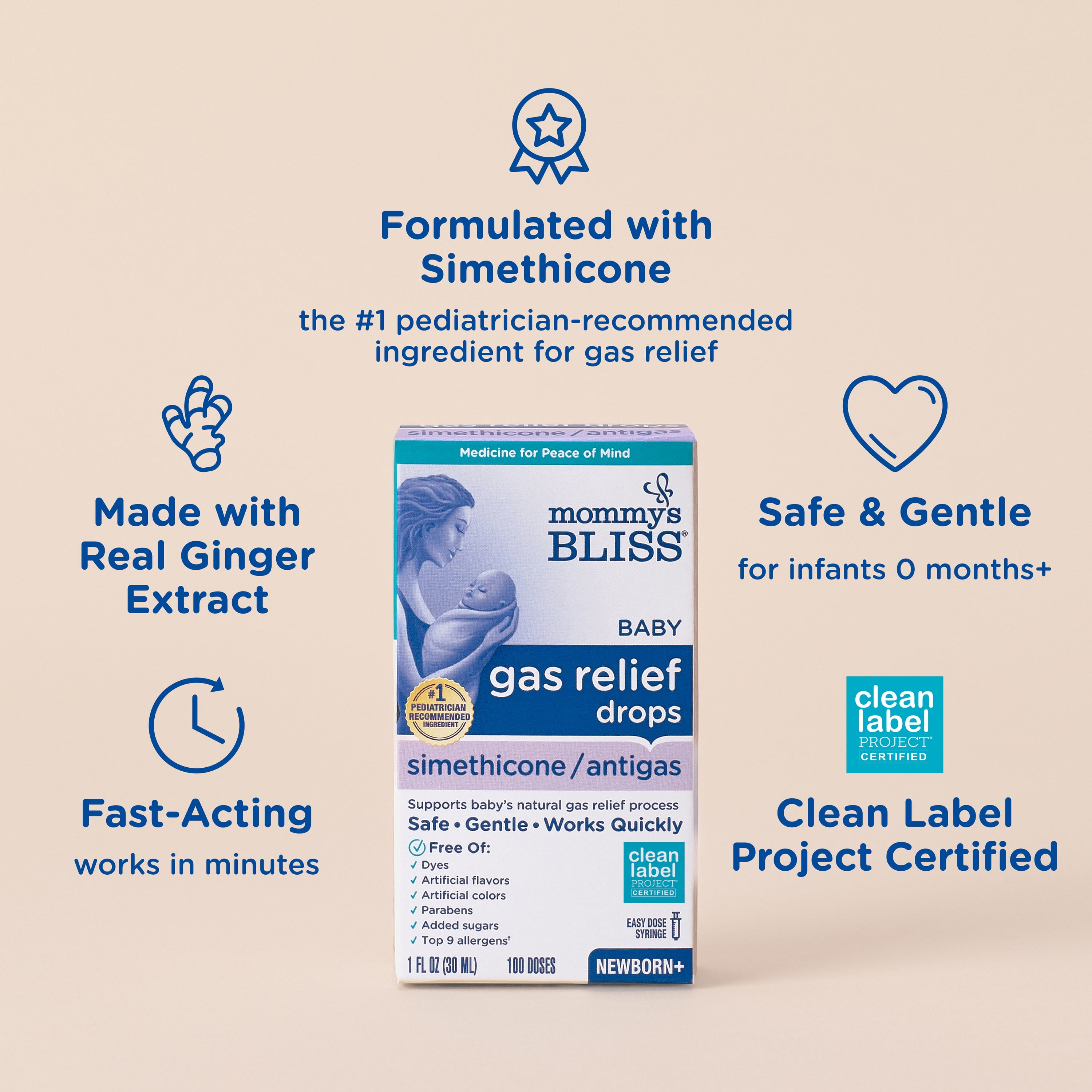 Mommy's Bliss Gas Relief Simethicone Drops for Newborns 1 fl oz 30 ml, over-the-Counter