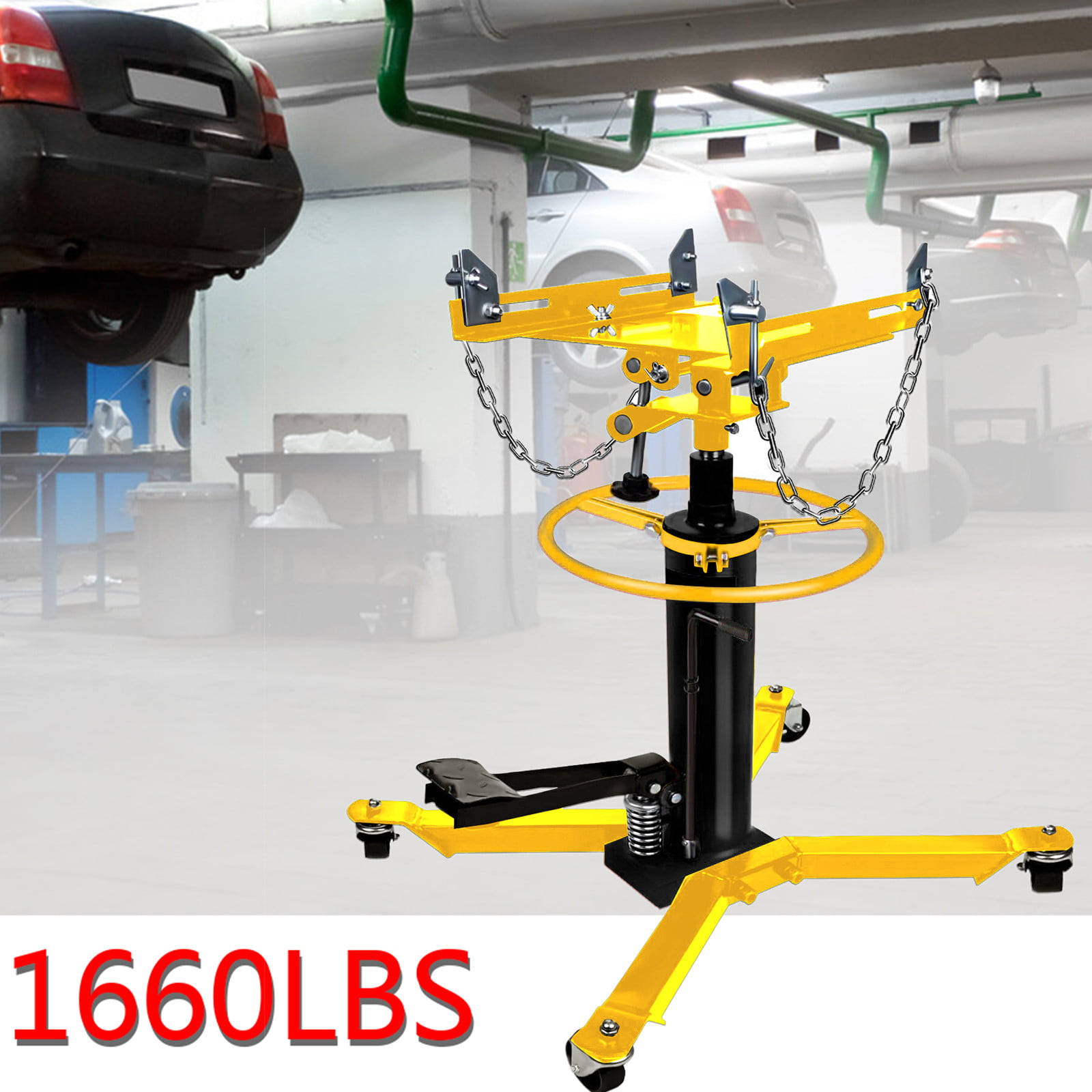 FITOOM 34 to 70 Professional Hydraulic Transmission Jack 1660 lbs/ 0.75 Ton 2 Stage for Car Lift 