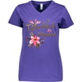 thumbnail image 3 of Inktastic Thankful and Blessed Inspirational Saying with Pink Flowers Women's V-Neck T-Shirt, 3 of 5
