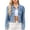 Blue, variant on Women's Casual Puff Sleeve Denim Shirt Fashion Basic Frayed Slim Cropped Jean Jacket Teen Girls Casual Button Down Lapel Cardigan With Pocket,Blue,Medium