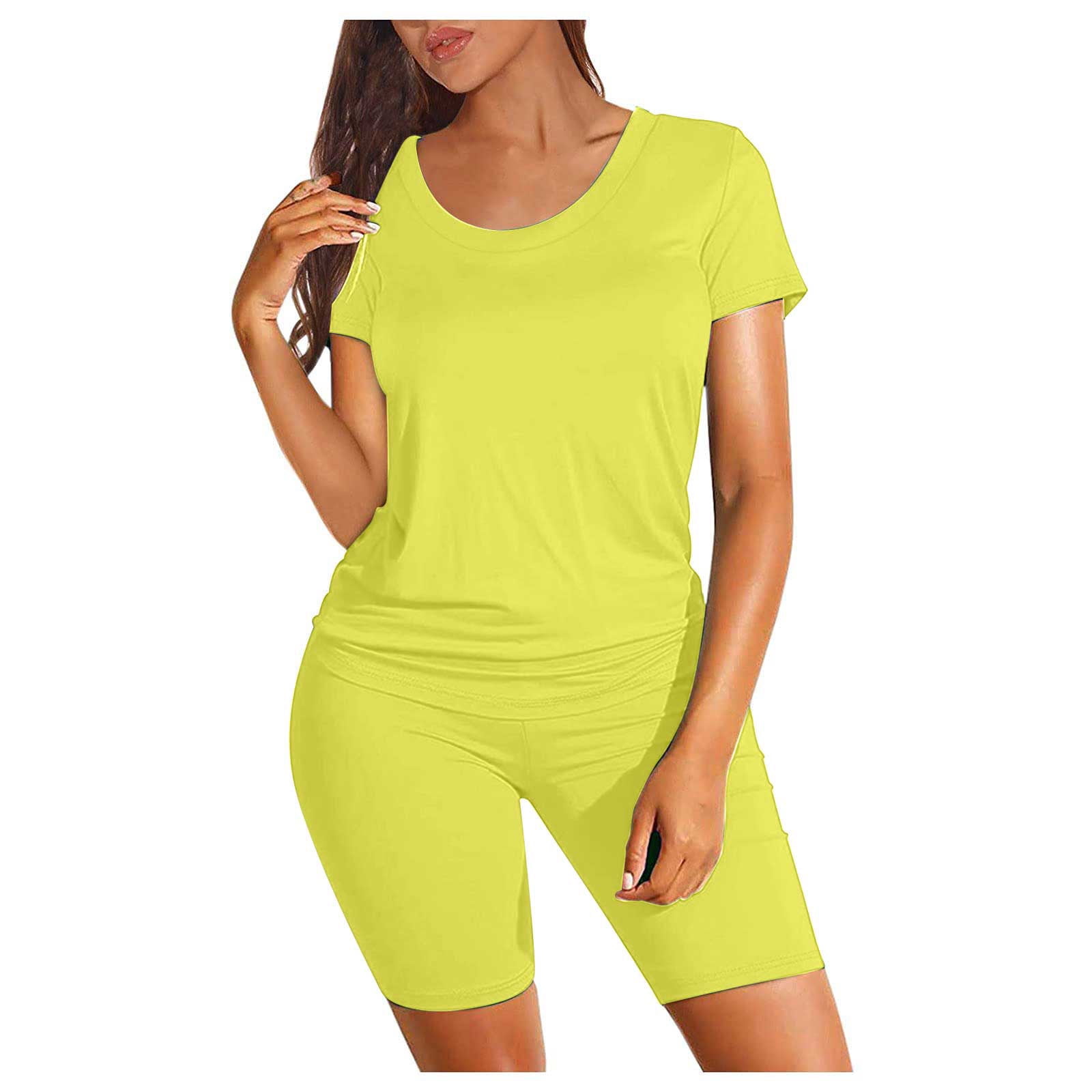 LYXSSBYX 2PC Bike Shorts Womens Women Two Piece Outfits Summer Short