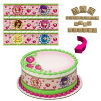 Strawberry Shortcake Edible Cake Strips ~ Cake Wrap ~ One sheet Wraps around an 8 or 9" Round Cake.