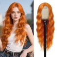 thumbnail image 1 of Peluca Angzon de pelo sintético ondulado naranja de 66 cm de largo para mujer, 1 of 6